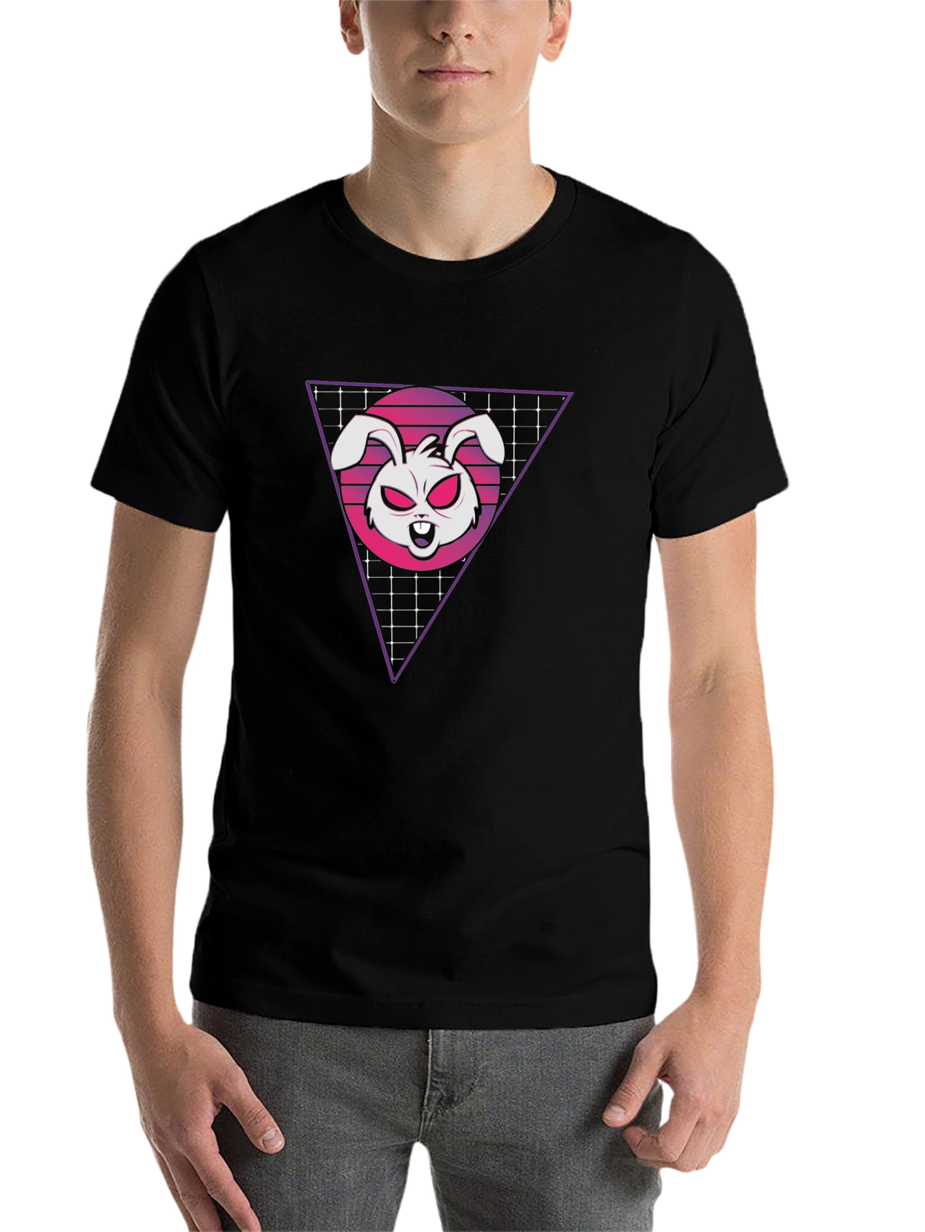 Retro Rabbit Graphic T-Shirt - Black