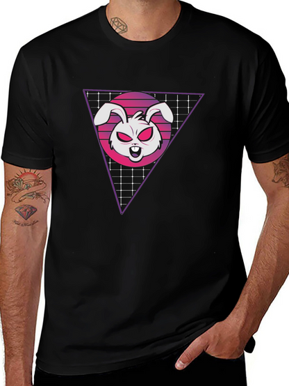 Retro Rabbit Graphic T-Shirt - Black