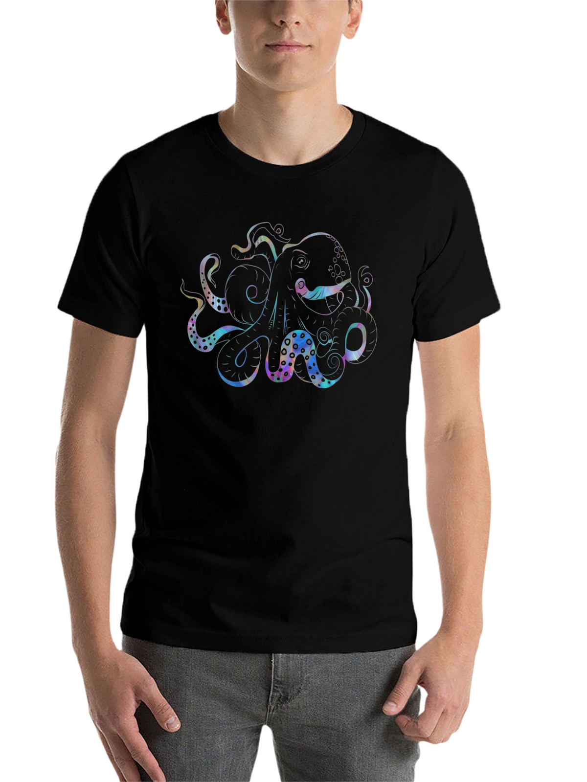 Octopus Graphic Black T-Shirt - Mens Casual Tee