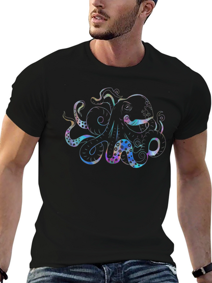 Octopus Graphic Black T-Shirt - Mens Casual Tee