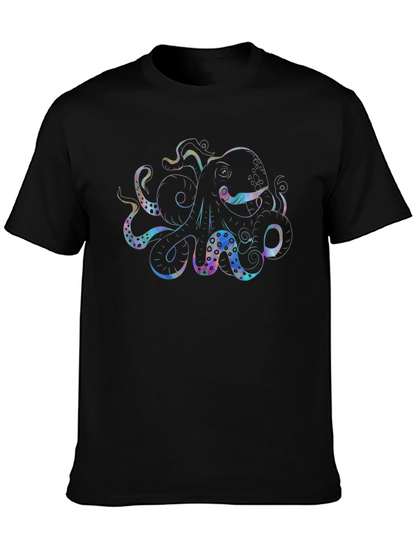 Octopus Graphic Black T-Shirt - Mens Casual Tee