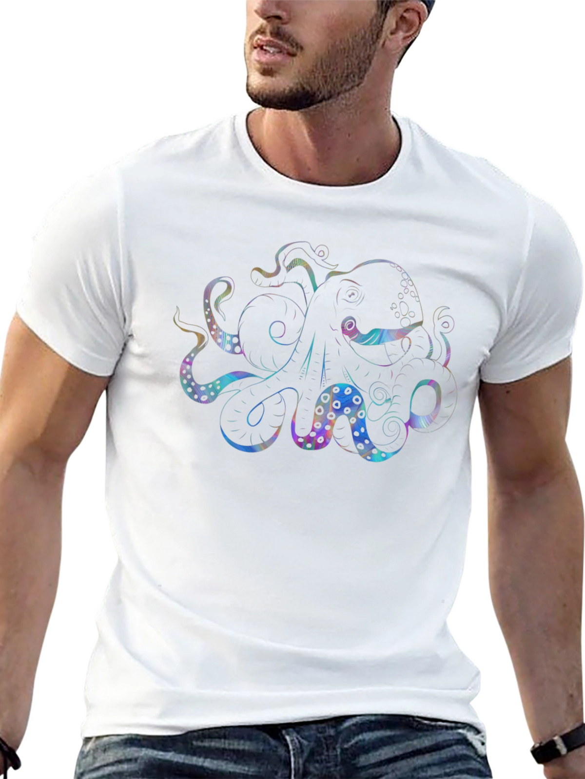 Octopus Graphic Black T-Shirt - Mens Casual Tee
