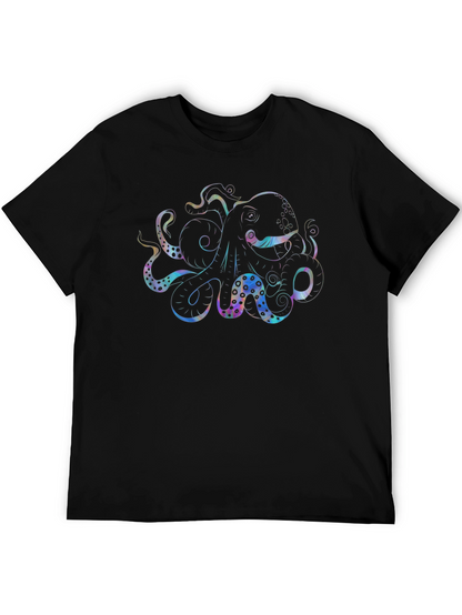 Octopus Graphic Black T-Shirt - Mens Casual Tee