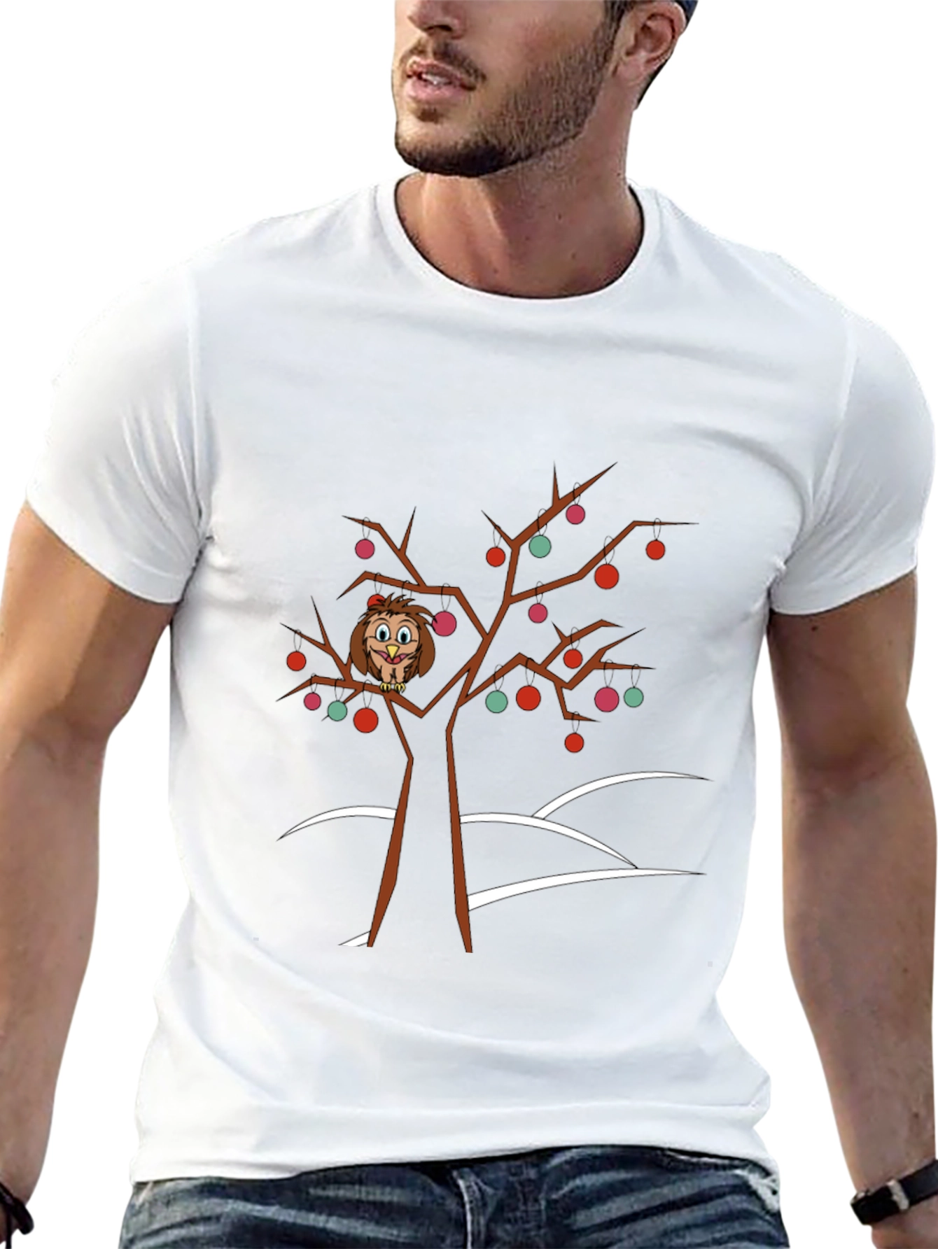 Owl in Tree Graphic Tee - Holiday Fun!