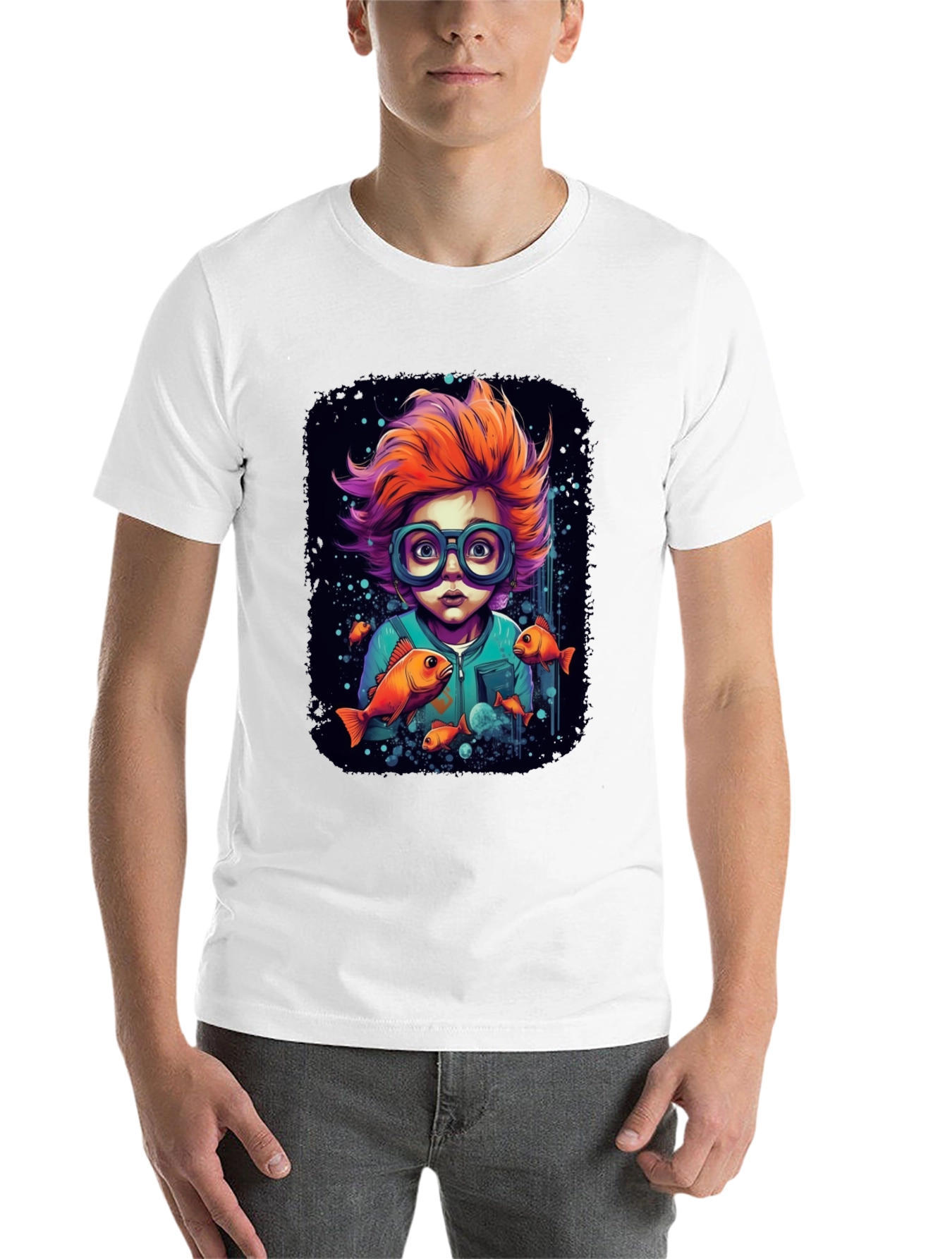 Boy with Fish Graphic T-Shirt