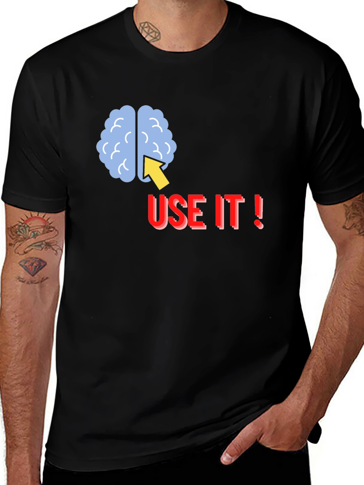 Use It! Brain Graphic Tee - Black