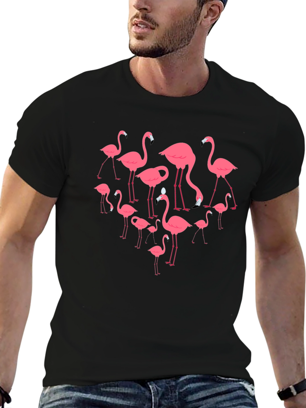 Flamingo Graphic Black T-Shirt