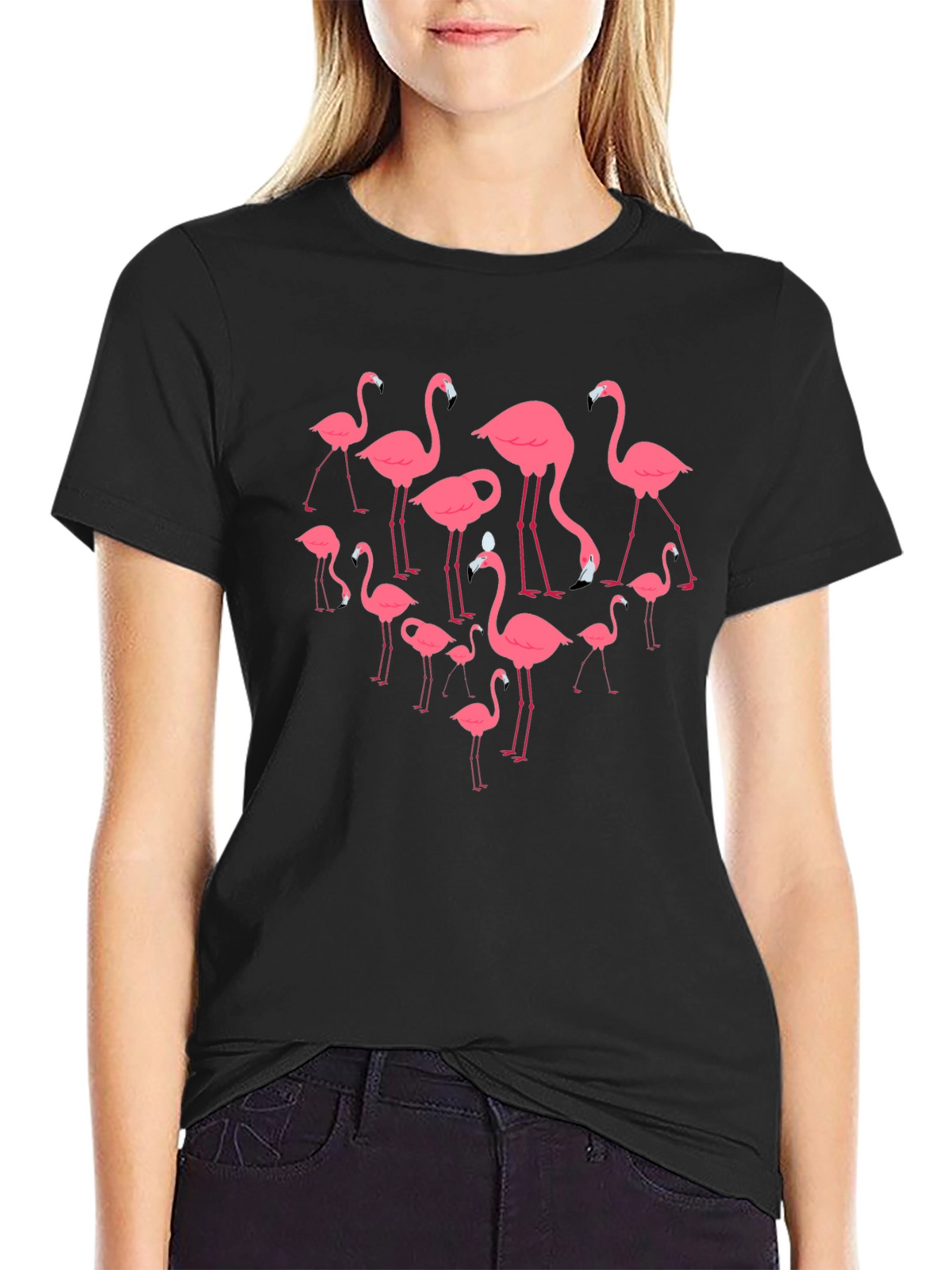 Flamingo Graphic Black T-Shirt