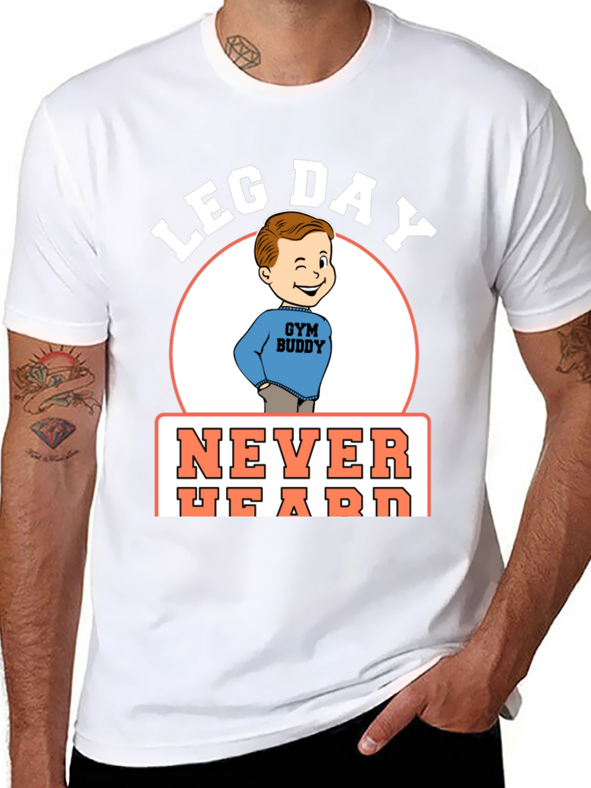 Leg Day Never Heard Gym Buddy Black T-Shirt