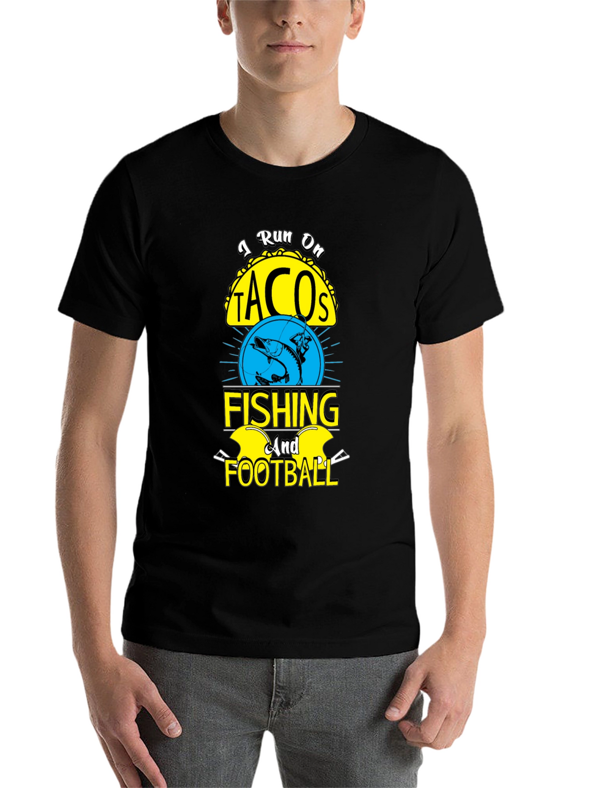 I Run on Tacos Fishing & Football T-Shirt