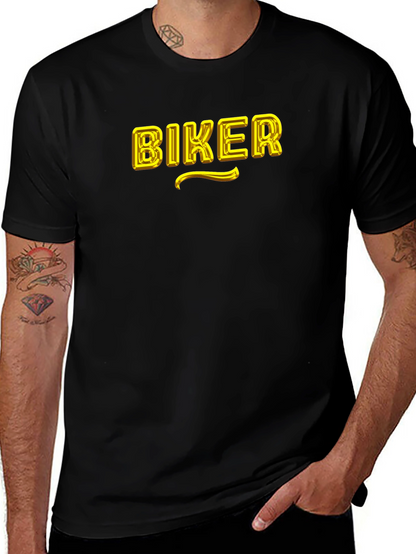 Biker Graphic T-Shirt - Black Cotton Blend