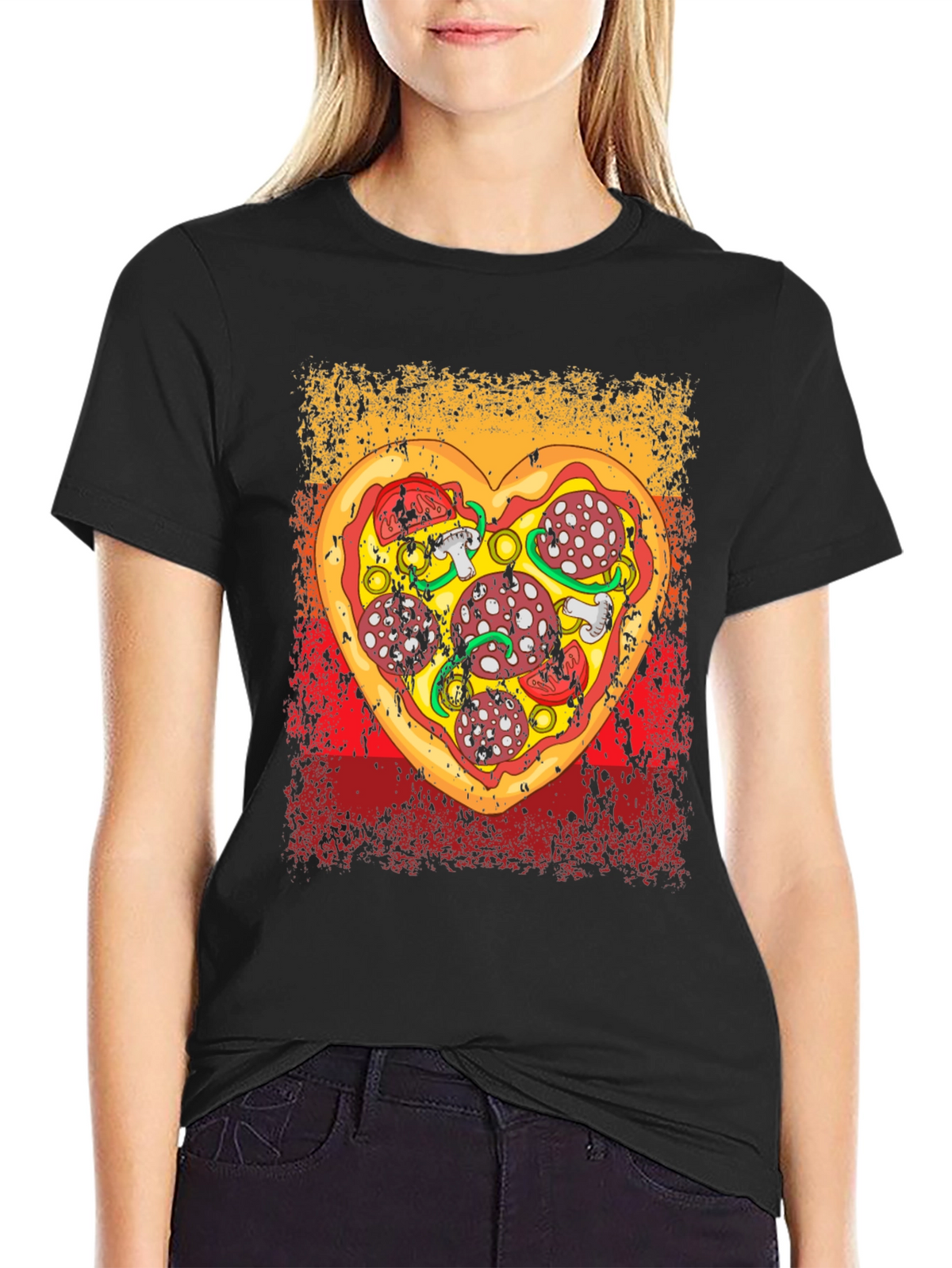 Pizza Heart Graphic Tee - Food Lovers T-Shirt