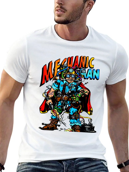 Mechanic Man Graphic T-Shirt - Cool Cartoon Design