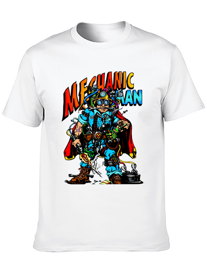 Mechanic Man Graphic T-Shirt - Cool Cartoon Design