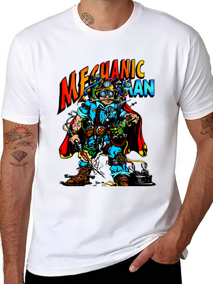 Mechanic Man Graphic T-Shirt - Cool Cartoon Design