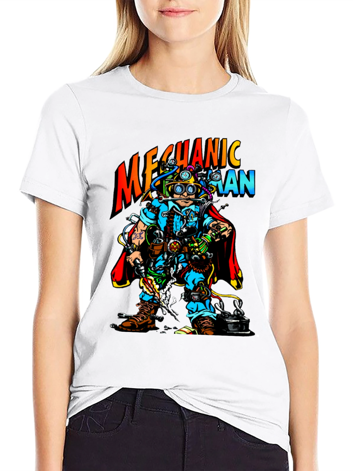 Mechanic Man Graphic T-Shirt - Cool Cartoon Design