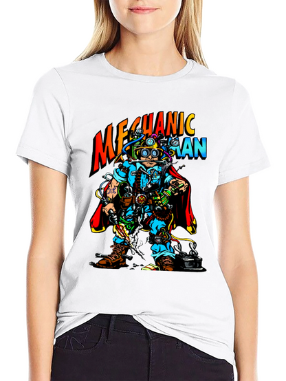 Mechanic Man Graphic T-Shirt - Cool Cartoon Design