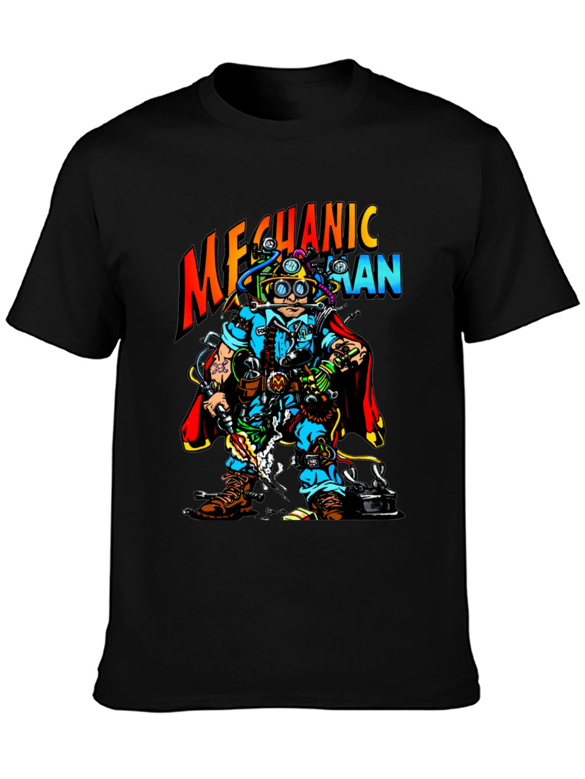 Mechanic Man Graphic T-Shirt - Cool Cartoon Design