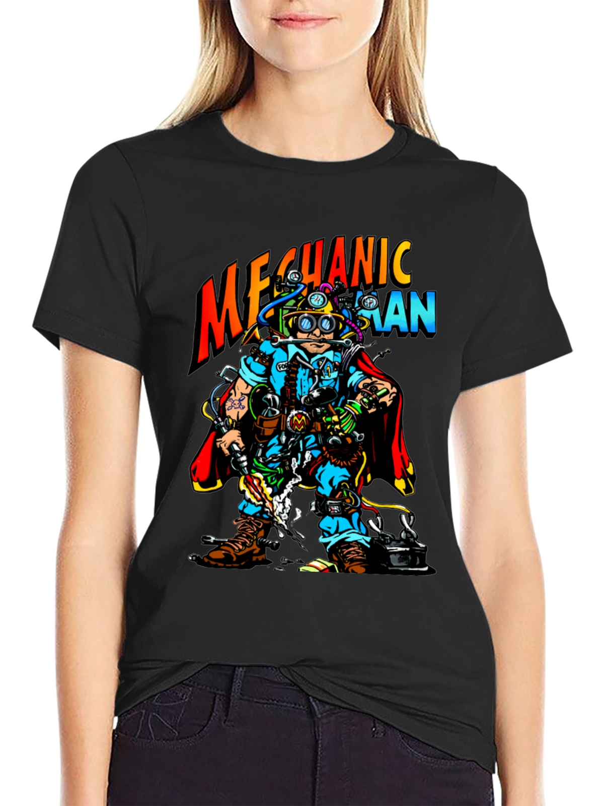Mechanic Man Graphic T-Shirt - Cool Cartoon Design