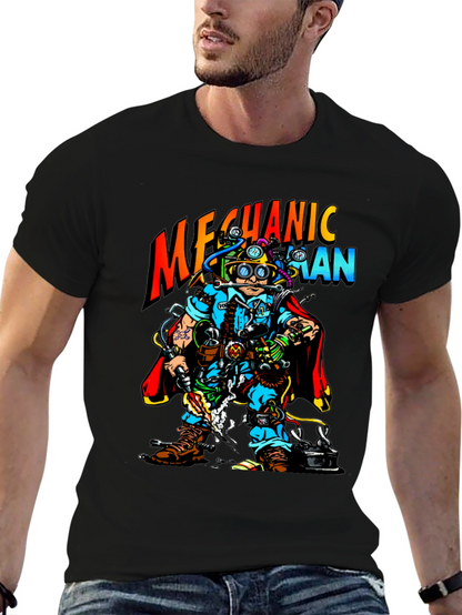 Mechanic Man Graphic T-Shirt - Cool Cartoon Design