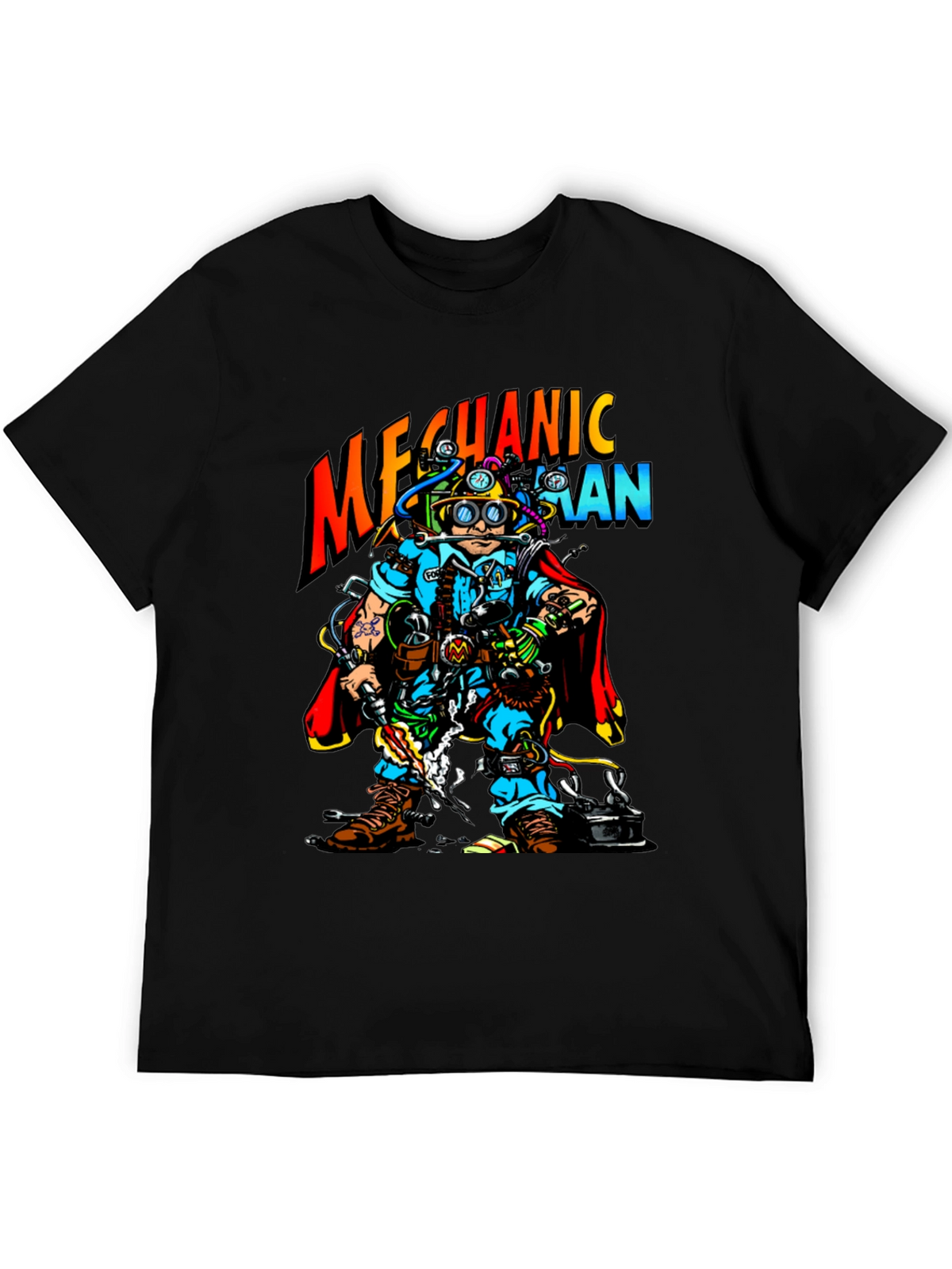 Mechanic Man Graphic T-Shirt - Cool Cartoon Design