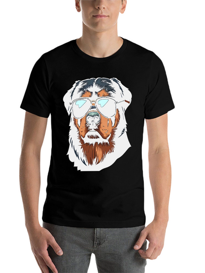 Cool Dog Graphic Tee - Black Cotton T-Shirt