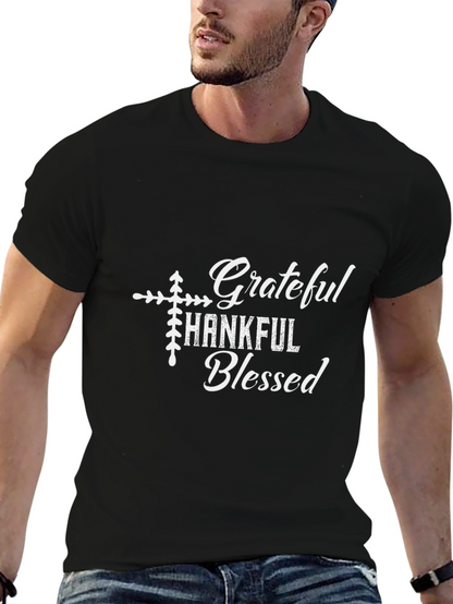 Grateful Thankful Blessed Black Graphic Tee