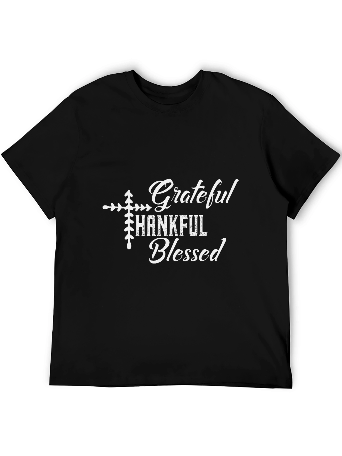 Grateful Thankful Blessed Black Graphic Tee