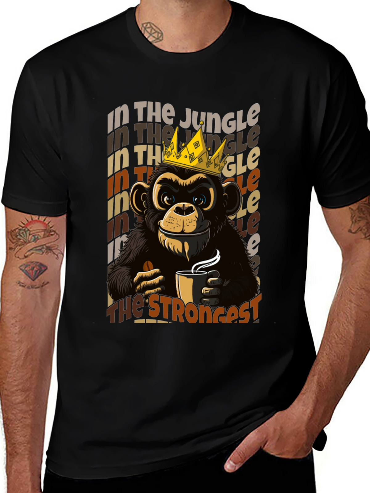 King Monkey Coffee T-Shirt - Jungle Strongest