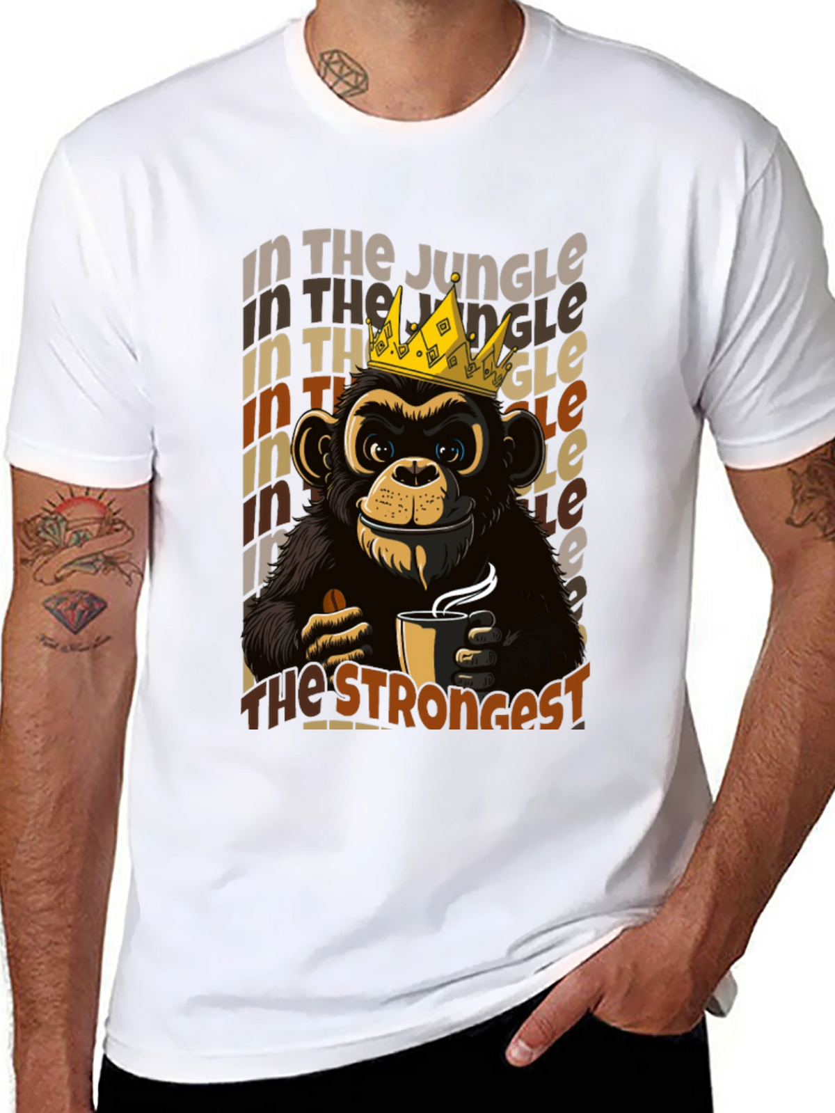 King Monkey Coffee T-Shirt - Jungle Strongest