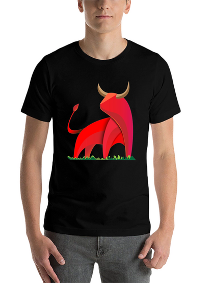 Bold Geometric Bull Graphic T-Shirt