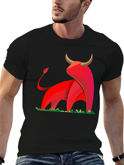 Bold Geometric Bull Graphic T-Shirt