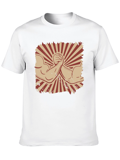 Arm Wrestling Graphic Tee - Retro Style Black T-Shirt