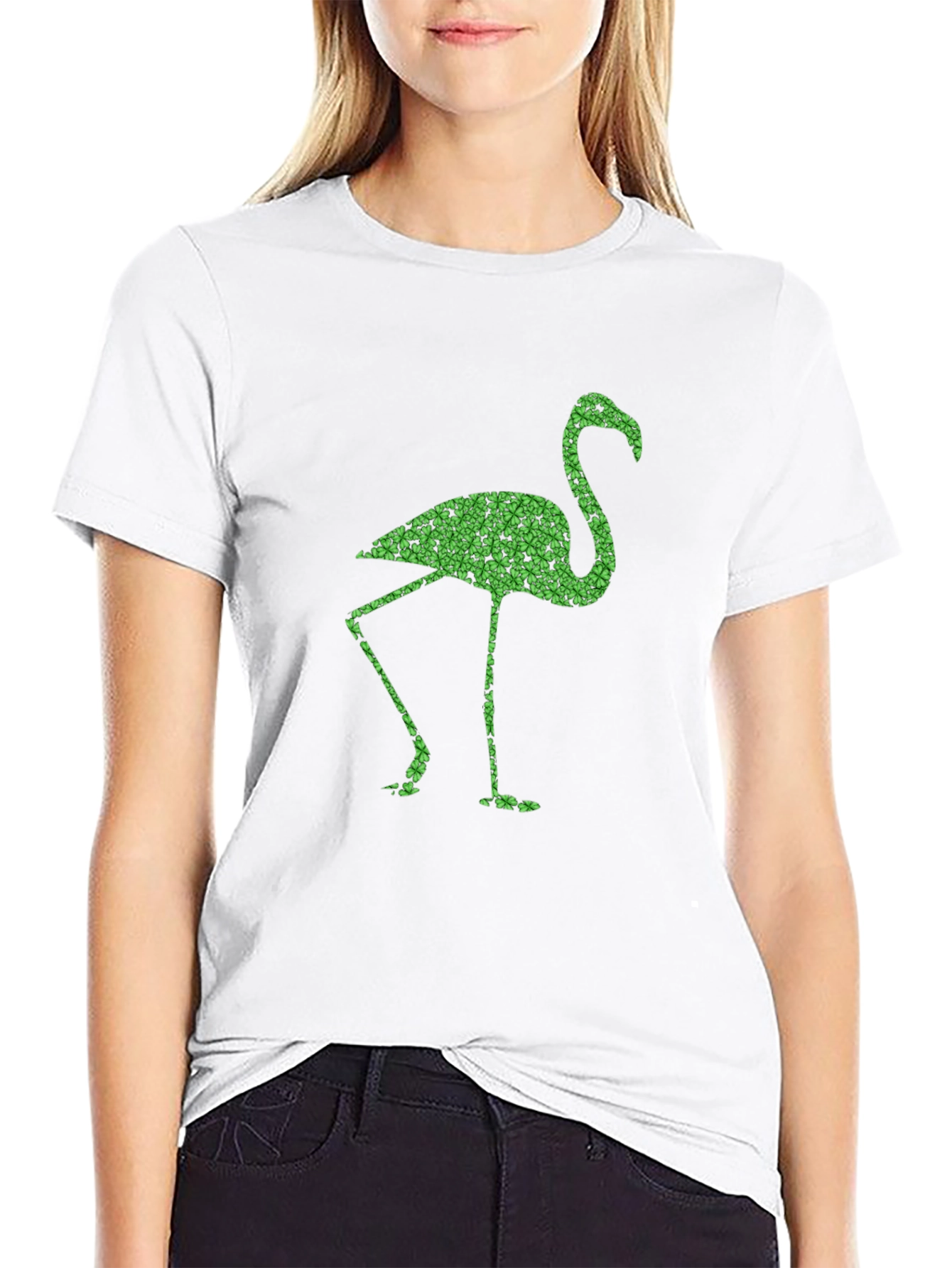Shamrock Flamingo Black T-Shirt