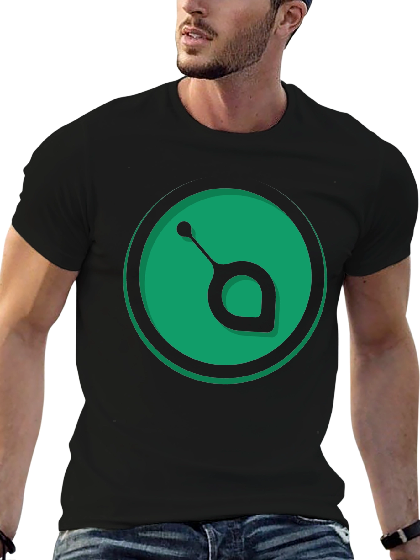Green Orb Black T-Shirt