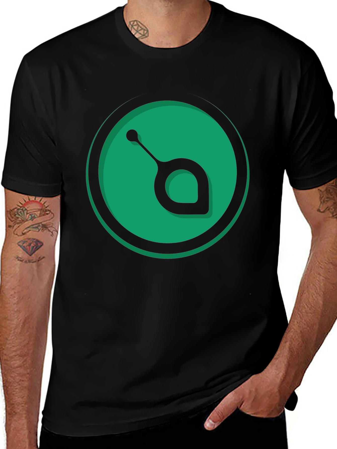 Green Orb Black T-Shirt