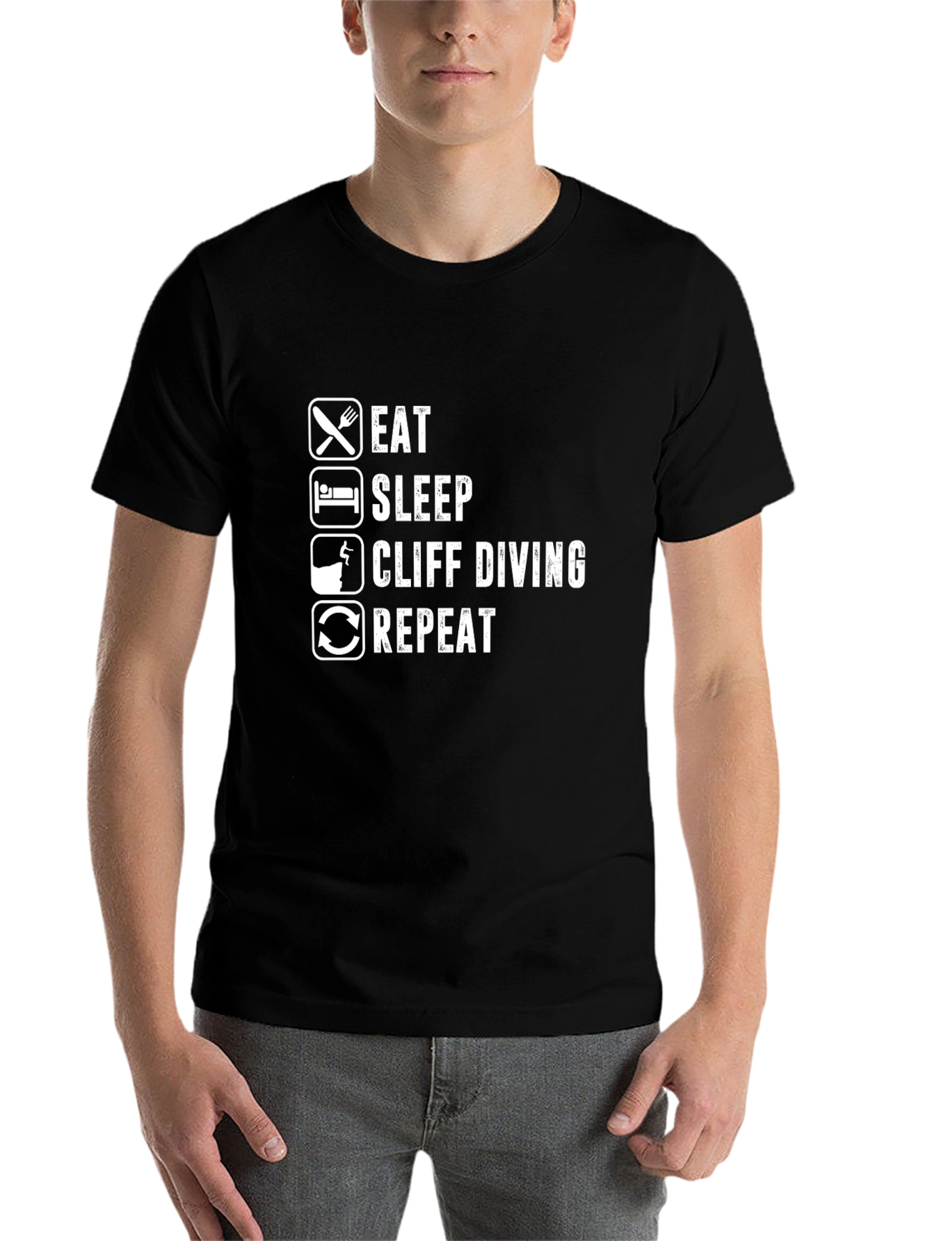 Eat Sleep Cliff Diving Repeat Black T-Shirt