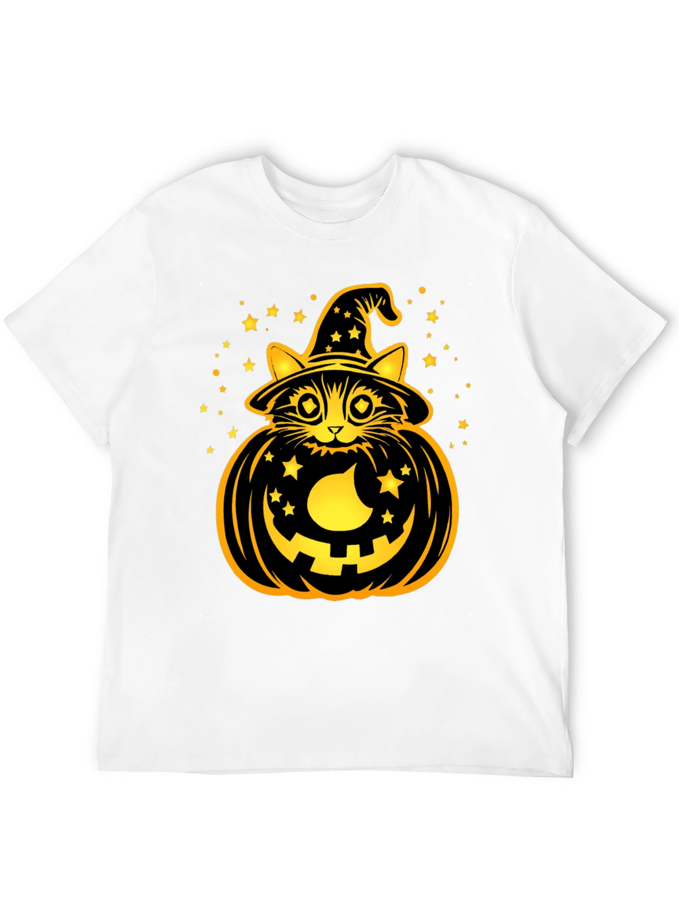 Halloween Cat Pumpkin Black T-Shirt