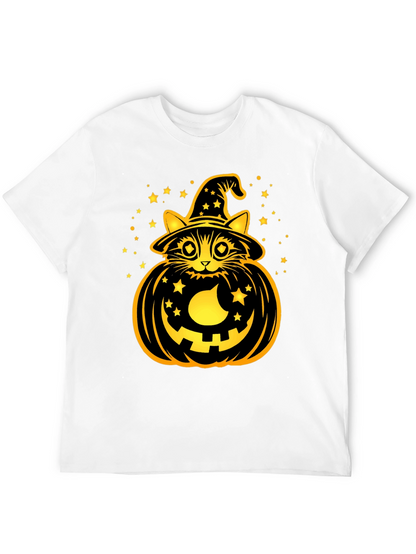 Halloween Cat Pumpkin Black T-Shirt