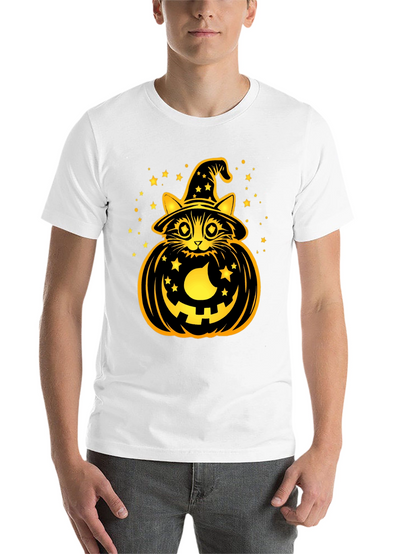 Halloween Cat Pumpkin Black T-Shirt