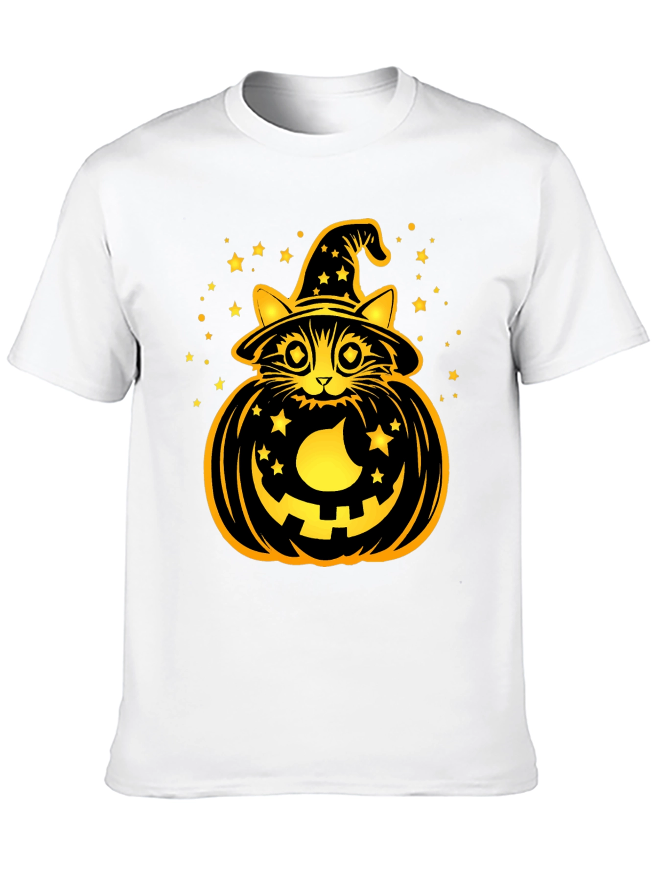 Halloween Cat Pumpkin Black T-Shirt