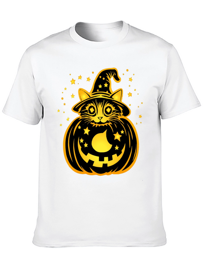 Halloween Cat Pumpkin Black T-Shirt