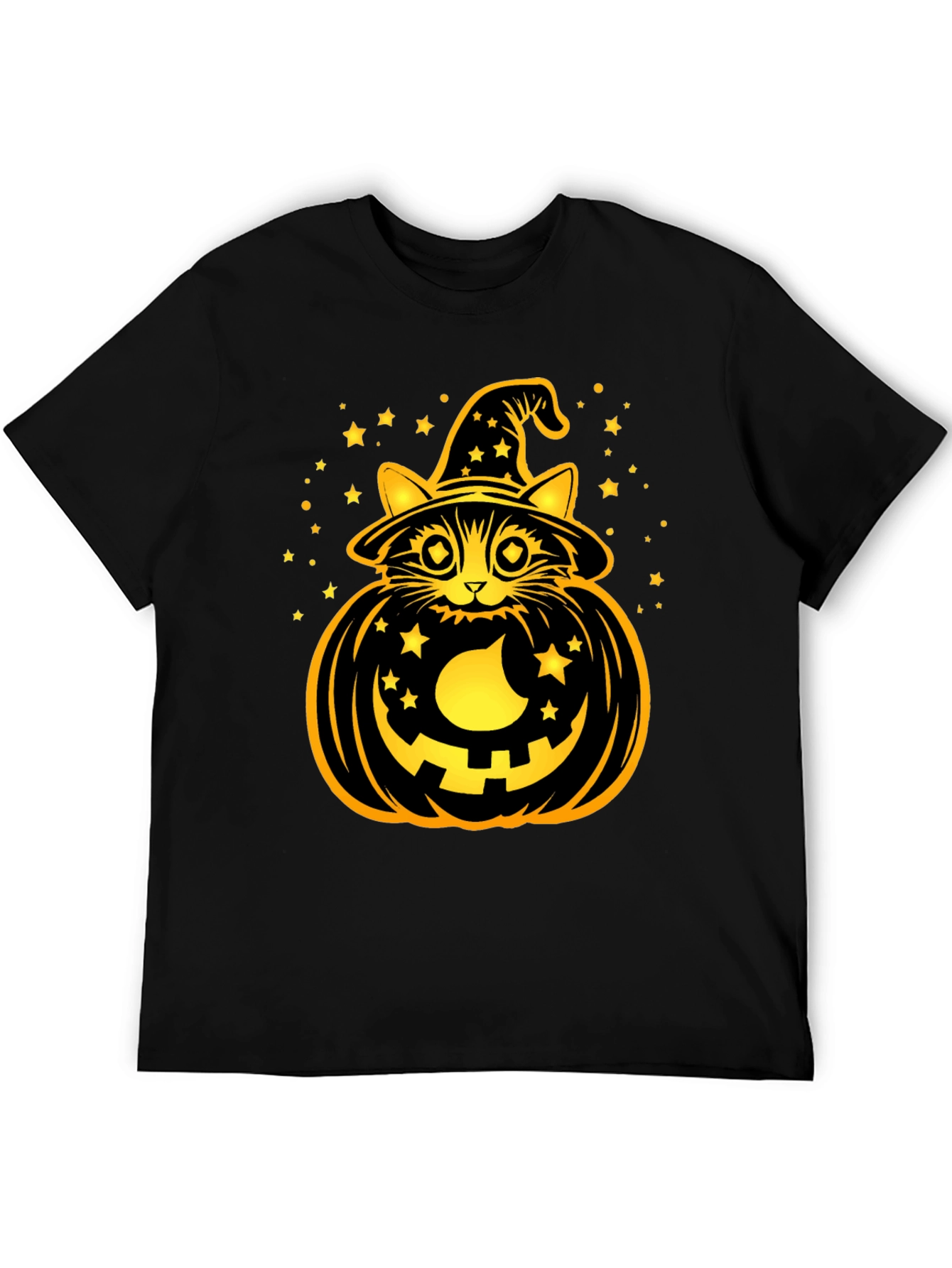 Halloween Cat Pumpkin Black T-Shirt