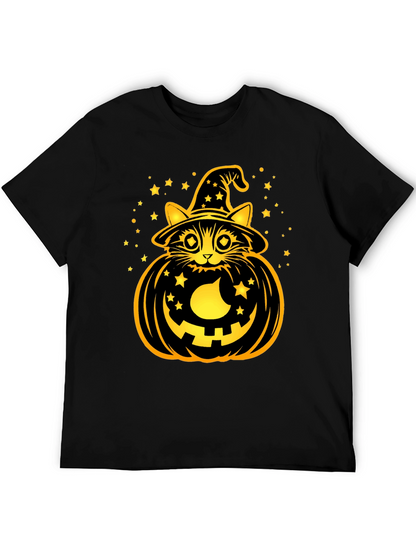 Halloween Cat Pumpkin Black T-Shirt