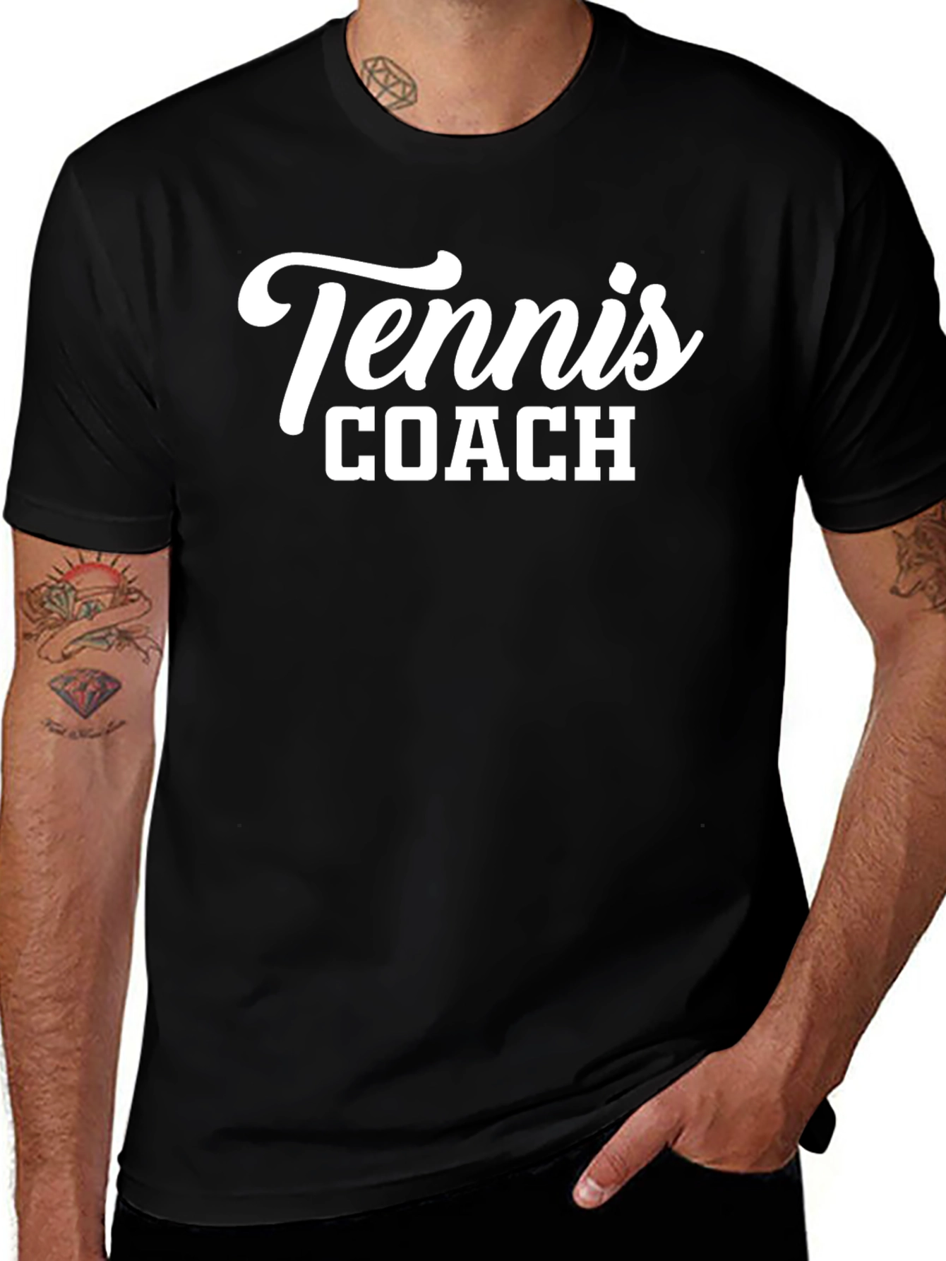 Tennis Coach Graphic Tee - Black Cotton T-Shirt