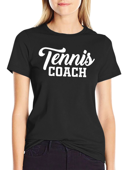 Tennis Coach Graphic Tee - Black Cotton T-Shirt