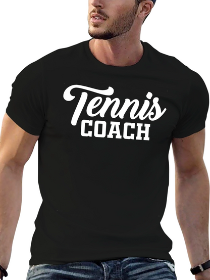 Tennis Coach Graphic Tee - Black Cotton T-Shirt