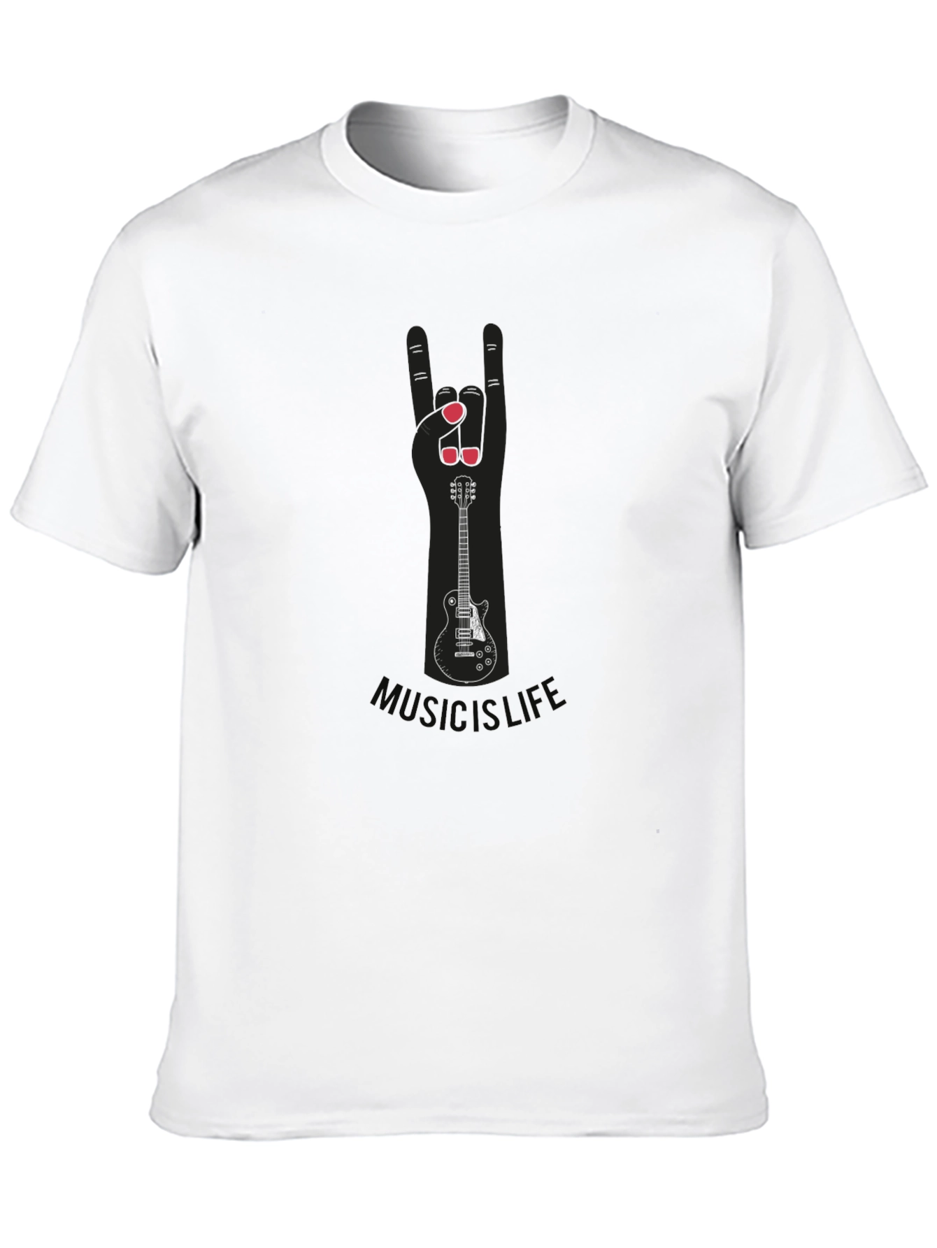 Music is Life Guitar Hand Sign Tee
