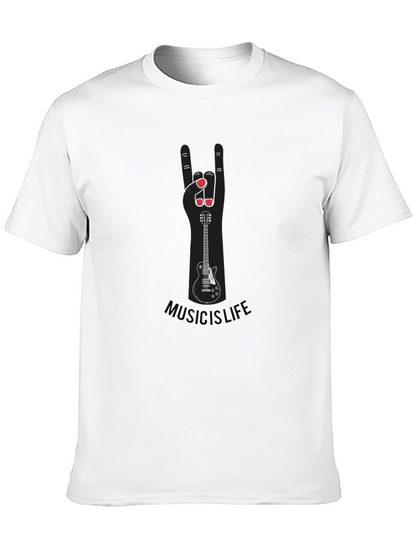 Music is Life Guitar Hand Sign Tee