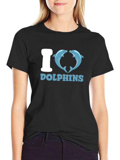 I Heart Dolphins Black Graphic Tee